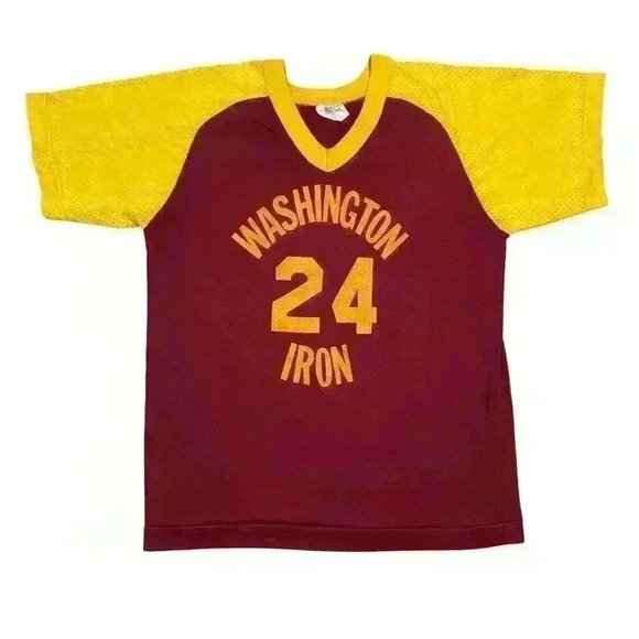 Vintage Washington Iron Jersey shirt tag size Large maroon and yellow - Picture 1 of 6